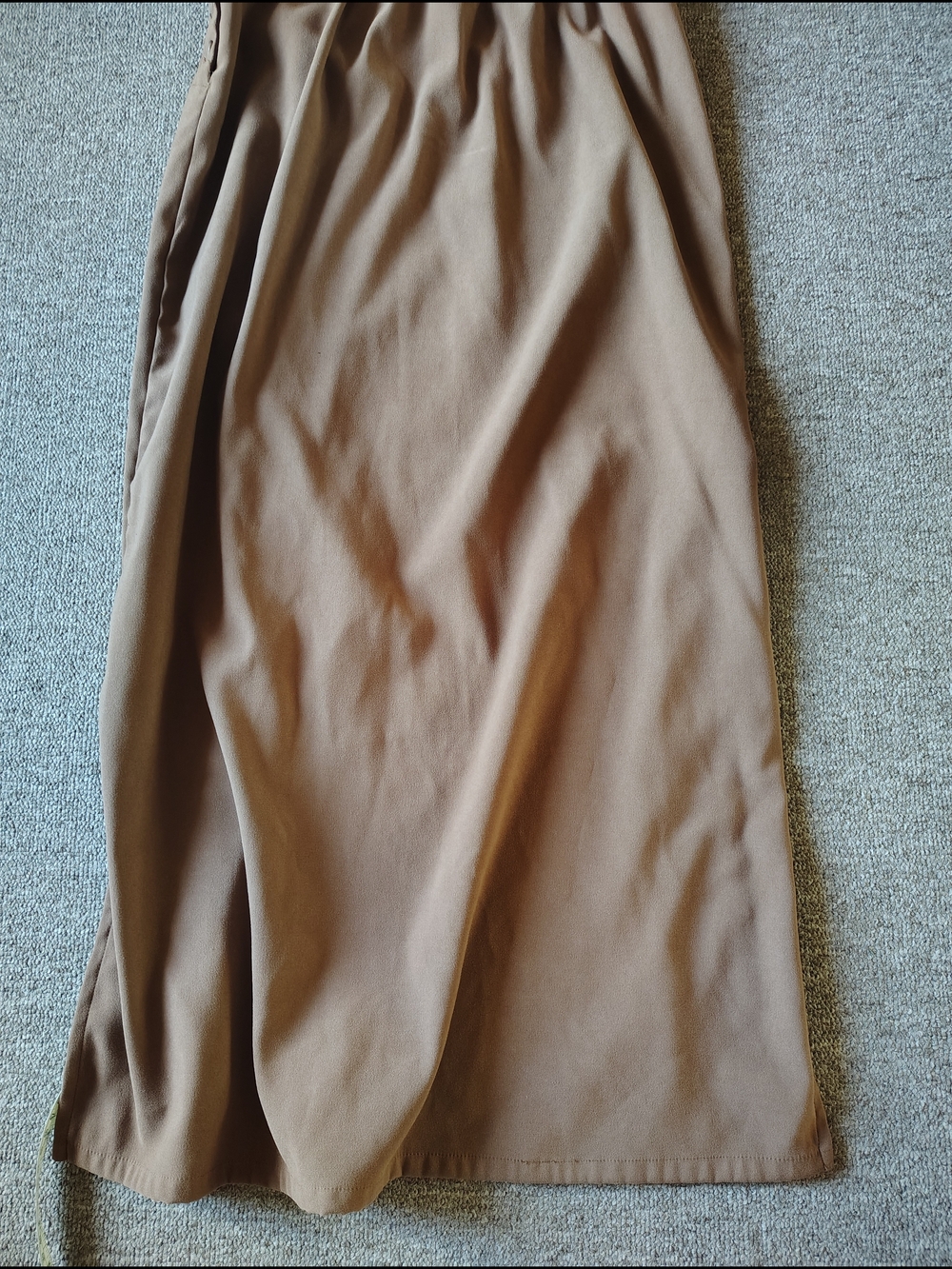 Islander Women's Brown Solid A-Line Midi Skirt Elastic Waist Button Twill
